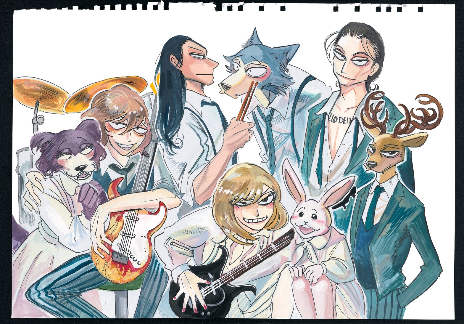 マネスキン×『BEASTARS』がコラボ、原作者の板垣巴留がメンバーをイラスト化 | CINRA