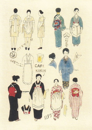 今和次郎による、市井の人々の洋服のスケッチ。