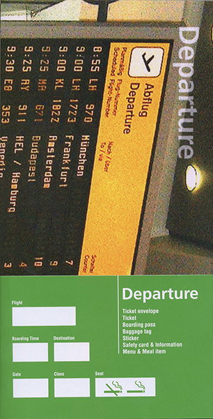 『Departure』。柳本浩市がコレクションした航空会社のグラフィック・アイテム集。様々な国のチケット、搭乗券、タグ、パッケージ、ステッカー、機内食のパッケージ類などが収録されている　©Nacása & Partners