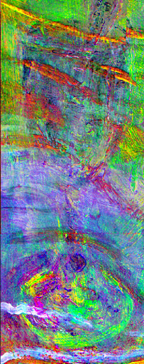 『海辺の母子像』（部分）近赤外線ハイパースペクトル主成分分析擬似色彩画像 ©John Delaney, National Gallery of Art, Washington