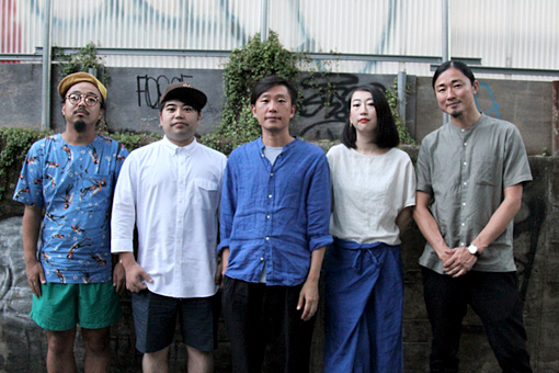 左から：梅本浩亘、田中佑司、蔡忠浩、森本夏子、小池龍平