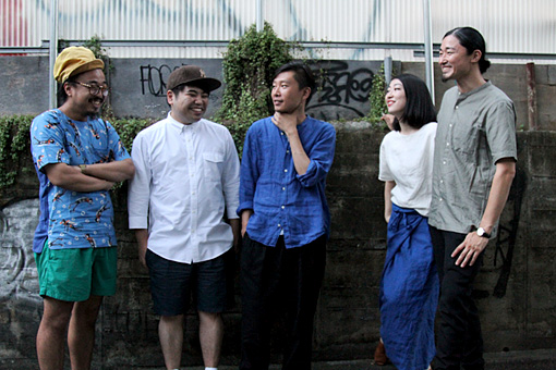 左から：梅本浩亘、田中佑司、蔡忠浩、森本夏子、小池龍平