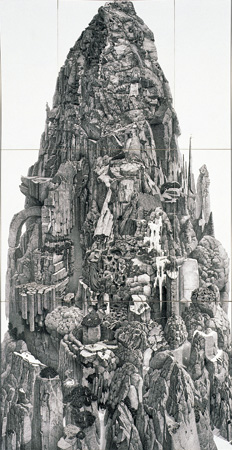 『巌ノ王』1998年　紙にペン、インク　195×100cm　おぶせミュージアム・中島千波館蔵 ©IKEDA Manabu / Courtesy Mizuma Art Gallery