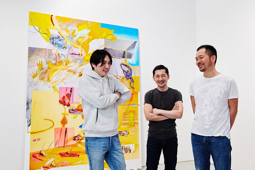 森田とともに『FFKT』に携わる、元『TAICOCLUB』メンバー。左から：大谷飛太、岡田彰、森田健太郎