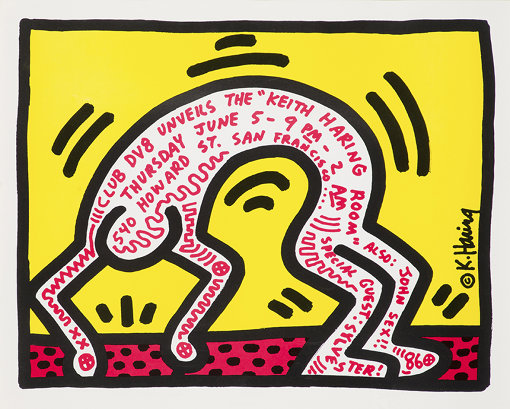 キース・ヘリング『Club DV8 Unveils the Keith Haring Room』ポスタービジュアル（1986年）© Keith Haring Foundation Courtesy of Nakamura Keith Haring Collection