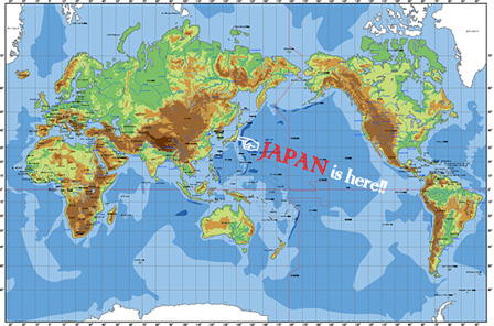 世界地図上の日本